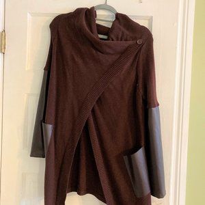 BlankNYC maroon sweater with faux leather details, new with tags